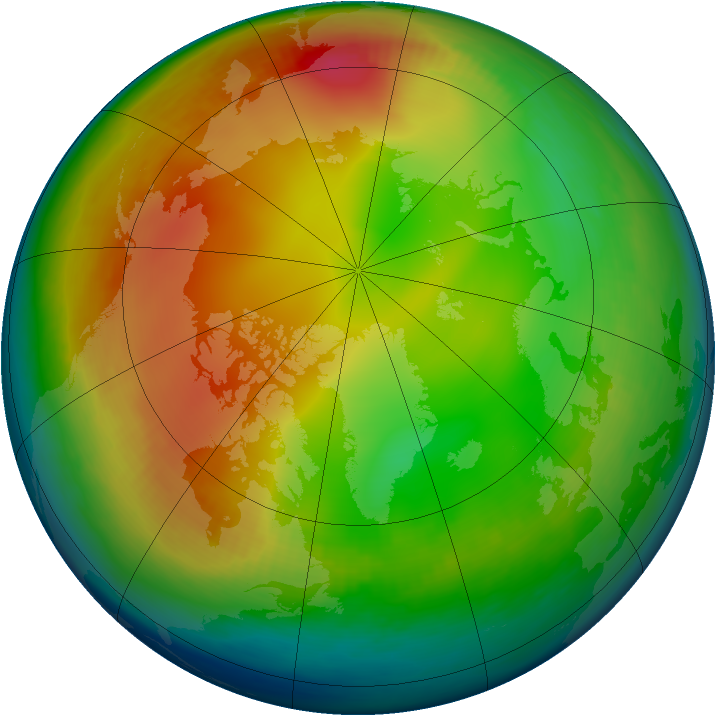 Arctic ozone map for January 1994